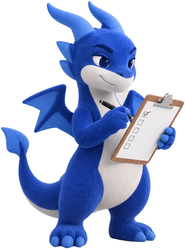 Rex holding a clipboard